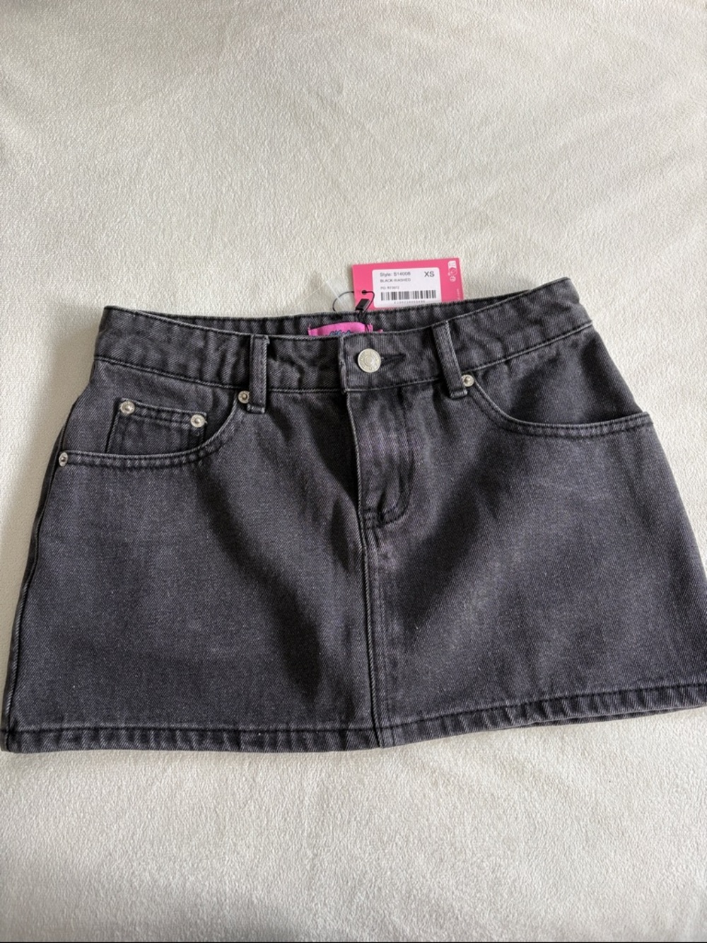 Edikted Black Denim Mini Skirt